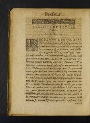 Praefatio Arnoldi de Reyger Praefatio Ad Lectorem.