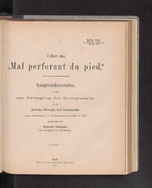 Ueber das "Mal perforant du pied."