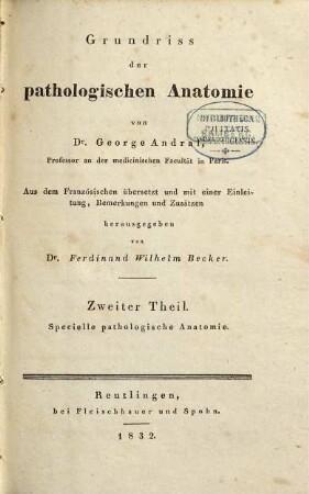 Grundriß der pathologischen Anatomie, 2. Spezielle pathologische Anatomie