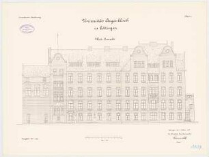 Augenklinik der Universität Göttingen: Aufriss Westansicht 1:100