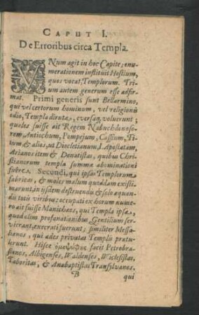 Caput I. De Erroribus circa Templa.