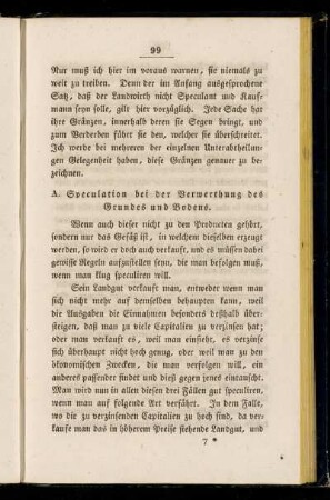 A. Speculation bei der Verwerthung des Grundes und Bodens.