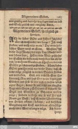 Allgemeines Gebet, so täglich zu sprechen.