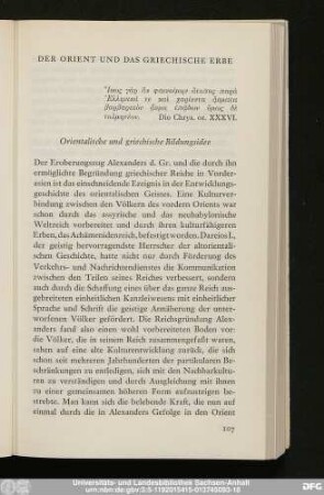 Orientalische und griechische Bildungsidee
