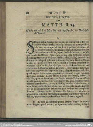 Observatio VIII. Ad Matth. II. 23.
