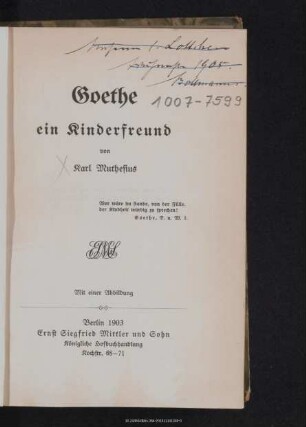 Goethe : ein Kinderfreund