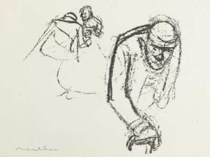 Alter und zwei Figuren im Hintergrund (verworfene Arbeit)