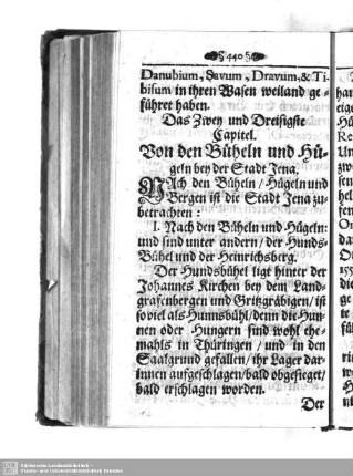 Das Zwey und Dreisigste Capitel. Von den Büheln und Hügeln bey der Stadt Jena