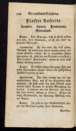 Fünfter Auftritt. Leander. Laura. Hermanny. Servatius.