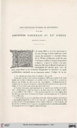 3. Pér. 5.1891: Une nouvelle source de documents sur les artistes dijonnais du XVe siècle, 2