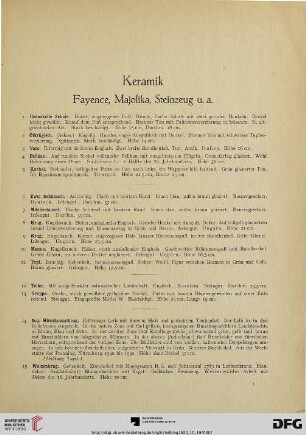 Keramik, Glas (Nr. 1-232)