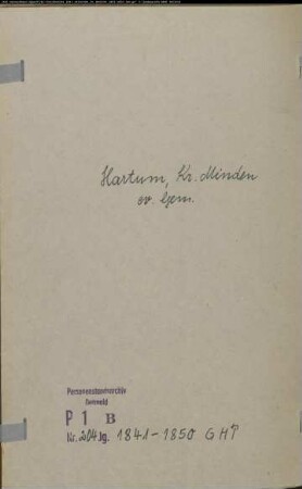 Kirchenbuchduplikat der evangelischen Gemeinde Hartum, Kreis Minden (GHT 1841-1850) (Gemeinde: Evangelische Gemeinde Hartum)