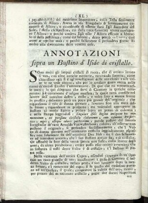 Annotazioni sopra un Bustino d' Iside di cristallo.