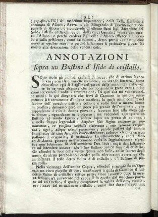 Annotazioni sopra un Bustino d' Iside di cristallo.