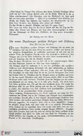 Die neuen Beziehungen zwischen Religion und Dichtung