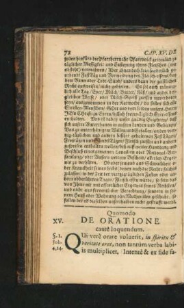 XV. De Oratione.