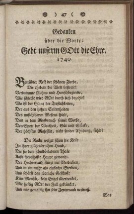 Gedancken über die Worte: Gebt unserm Gott die Ehre.