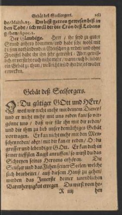 Gebät deß Seelsorgers.