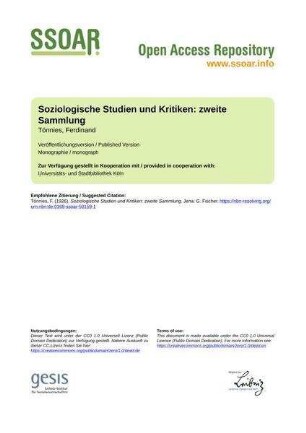 Soziologische Studien und Kritiken: zweite Sammlung