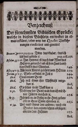 Verzeichniß Der fürnehmsten Biblischen Sprüche ...