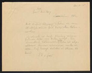 Brief von Gerhart Hauptmann an Johanna Duisberg