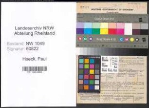 Entnazifizierung Paul Hoeck , geb. 10.04.1895 (Metzger)