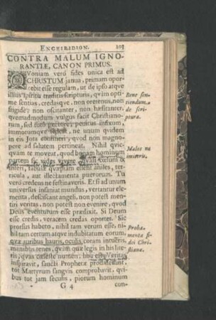 Contra Malum Ignorantiae, Canon Primus [ - Canon Secundus Et Vigesimus]