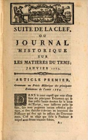 Suite de la clef ou journal historique sur les matières du tems : contenant quelques nouvelles de littérature & autres remarques curieuses, 117. 1775