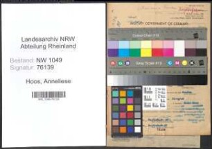Entnazifizierung Anneliese Hoos , geb. 30.01.1908 (Angestellte)