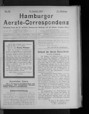 No. 32. 10. August 1913. 16. Jahrgang.