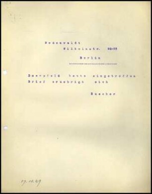 E. Buschor an G. Rodenwaldt
