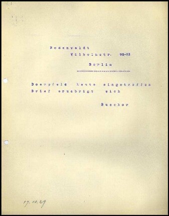 E. Buschor an G. Rodenwaldt