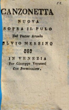 Canzonetta nuova sopra il pulo del pastor arcado Ulvio Mersino