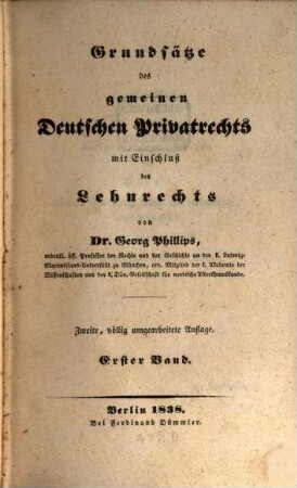 Grundsätze des gemeinen Deutschen Privatrechts mit Einschluß des Lehnrechts, 1