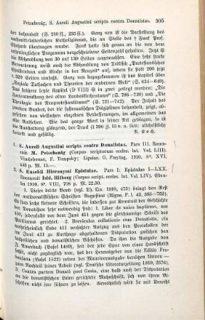 305-306 [Rezension] Petschenig, Michael, Sancti Avreli Avgvstini Scripta Contra Donatistas