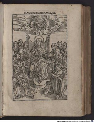 Revelationes caelestes : mit Vita abbreviata sanctae Birgittae, Inhaltsverzeichnis, Tabula und Bittgebet zur hl. Birgitta