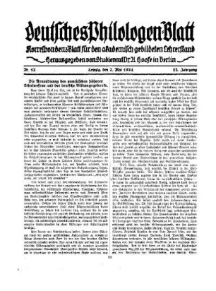Die Neuordnung des preußischen höheren Schulwesens und der deutsche Bildungsgedanke
