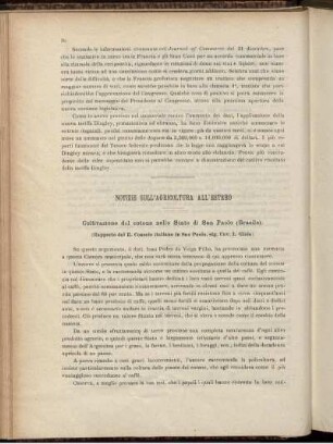 Notizie sull'agricoltura all'estero.