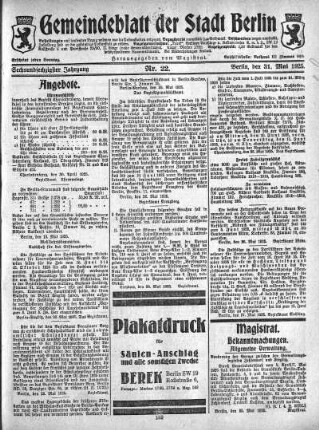 1925,22: Nr. 22, 31. Mai 1925