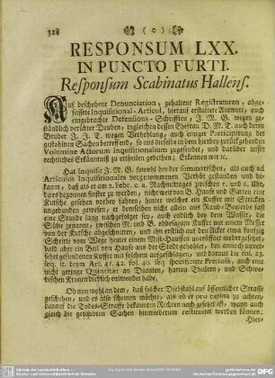 Responsum LXX. In Puncto Furti
