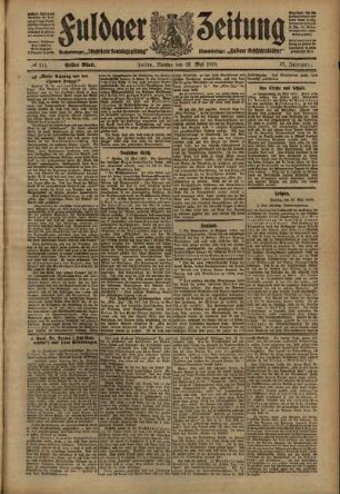 Erste Ausgabe vom Montag, den 23. Mai 1910.