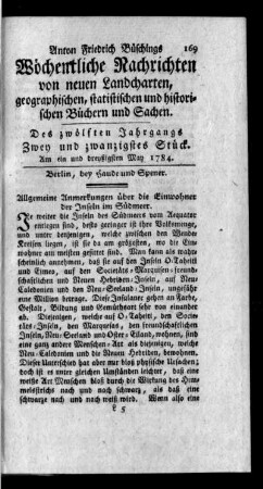 Zwey und zwanzigstes Stück