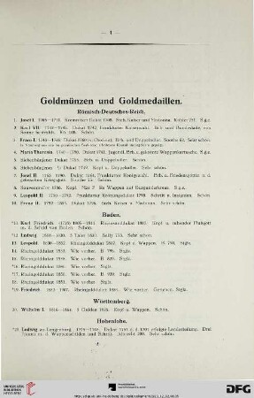 Goldmünzen und Goldmedaillen (Nr. 1-293)
