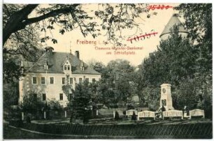 Freiberg. Clemens-Winkler-Denkmal am Schlossplatz