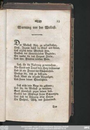 Warnung vor der Wollust.