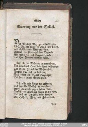 Warnung vor der Wollust.