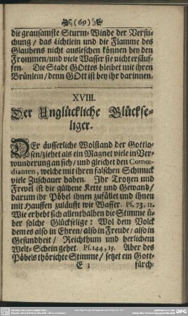 XVIII. Das Unglückliche Glückseliger