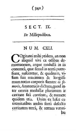 Sect. IX. De Millepedibus