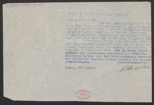 Brief an J. Quast : 16.05.1913