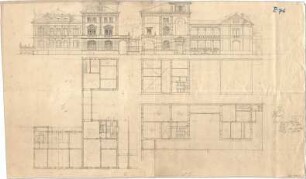Thiersch, August ; München, Gabelsbergerstr.; Wohnhaus Sickinger, Projekt - Grundriss, Ansichten
